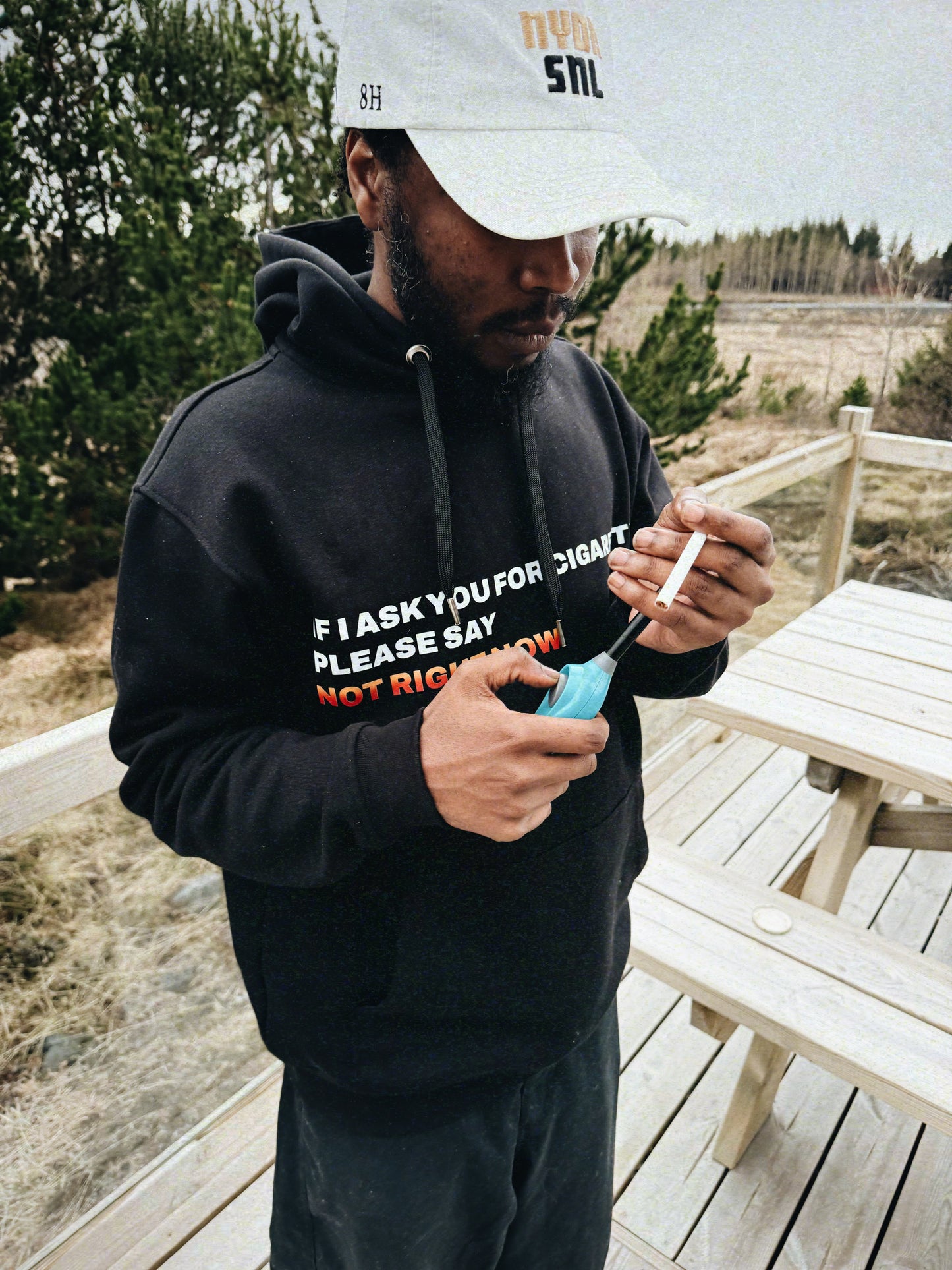 IF I ASK YOU FOR CIGARETTES PLEASE SAY NOT RIGHT NOW